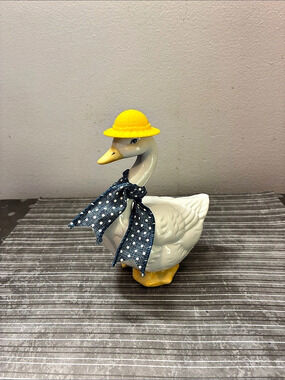 RUSS Duck Figurine Decor in White & Yellow